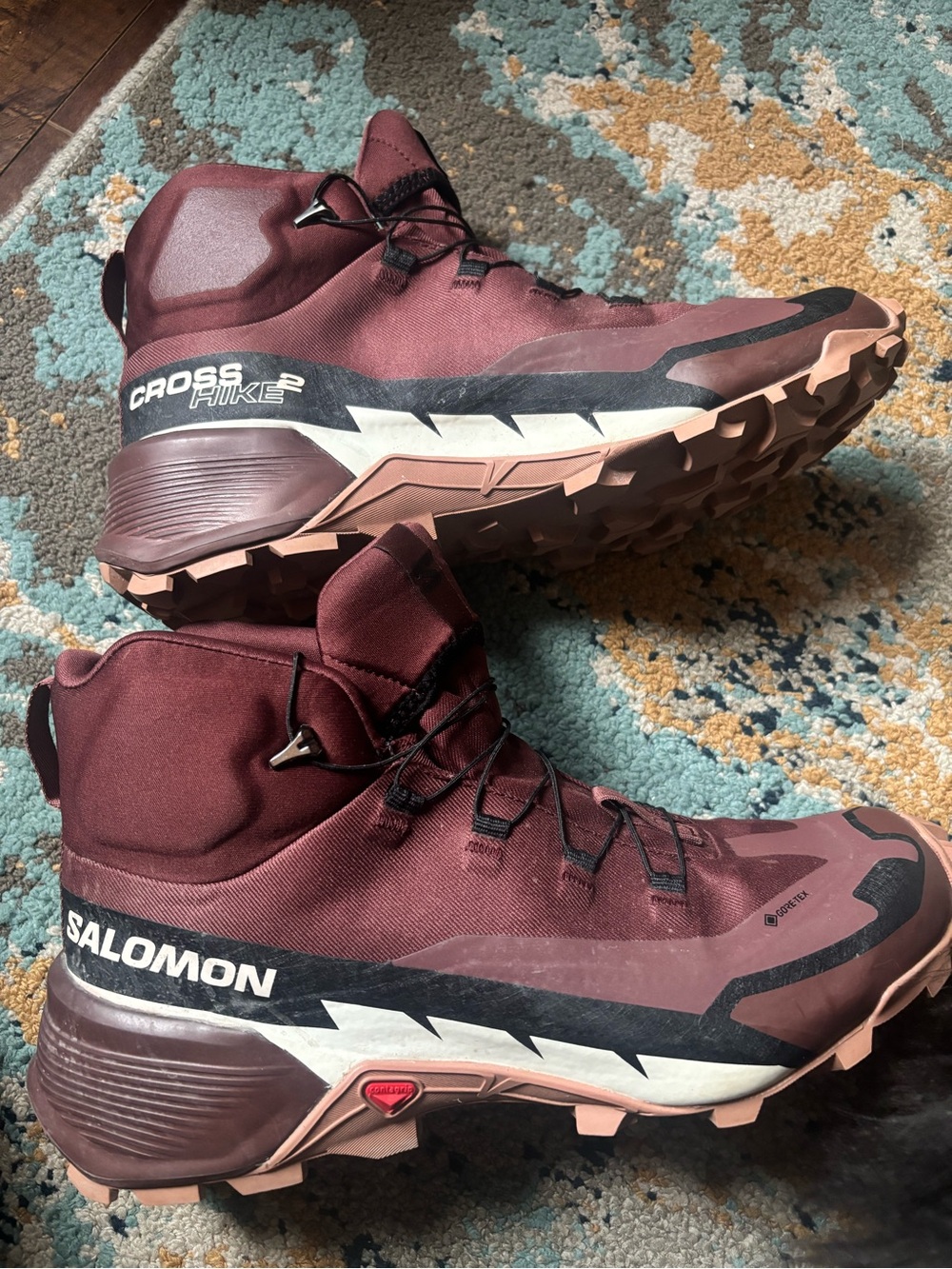 Salomon Men's Cross Hike Maroon and Pink Trail Boots